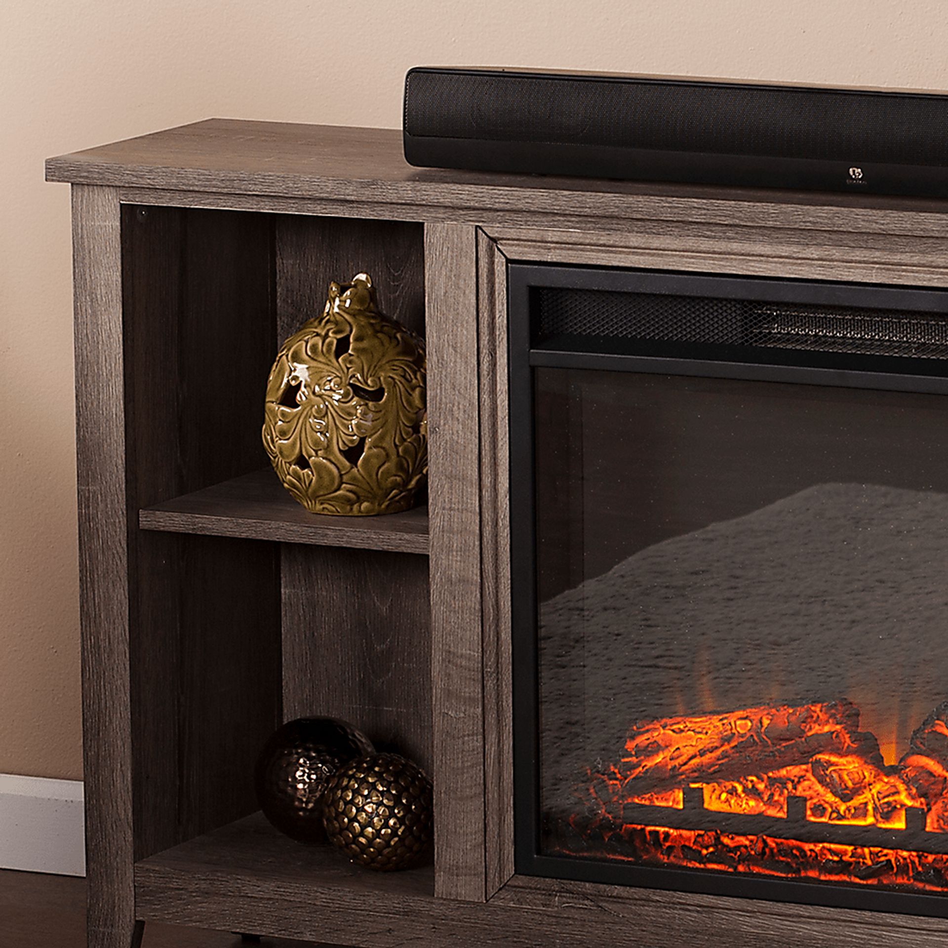 Mapleloft Gray 56 in. Console with Electric Fireplace - Image 2