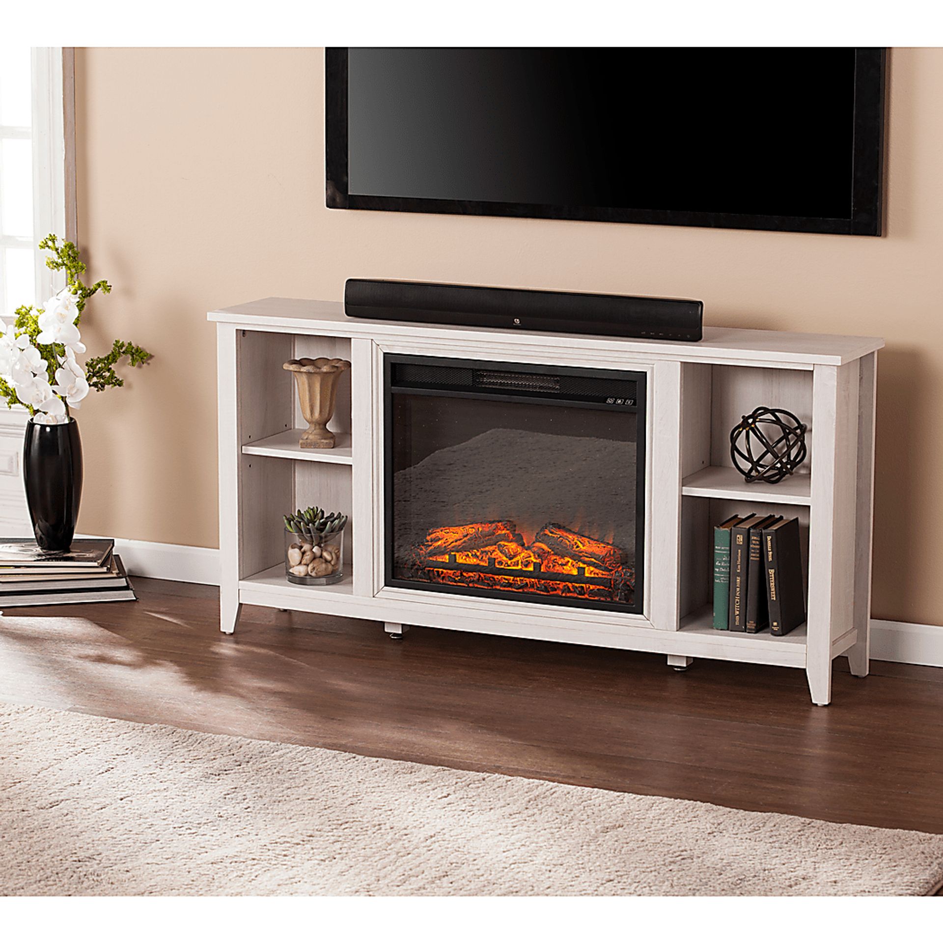 Mapleloft White 56 in. Console with Electric Fireplace - Image 3
