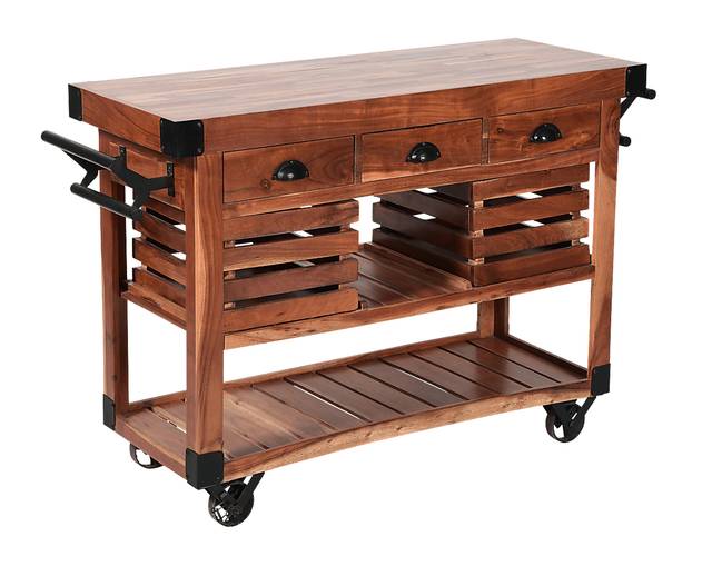 Marblerock Natural Bar Cart - Thumbnail - Image 1