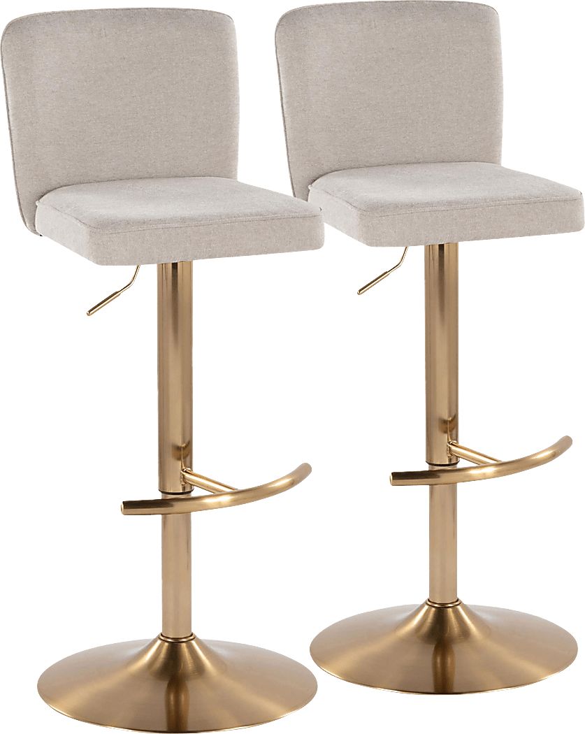 Marcei Beige Adjustable Swivel Barstool, Set of 2