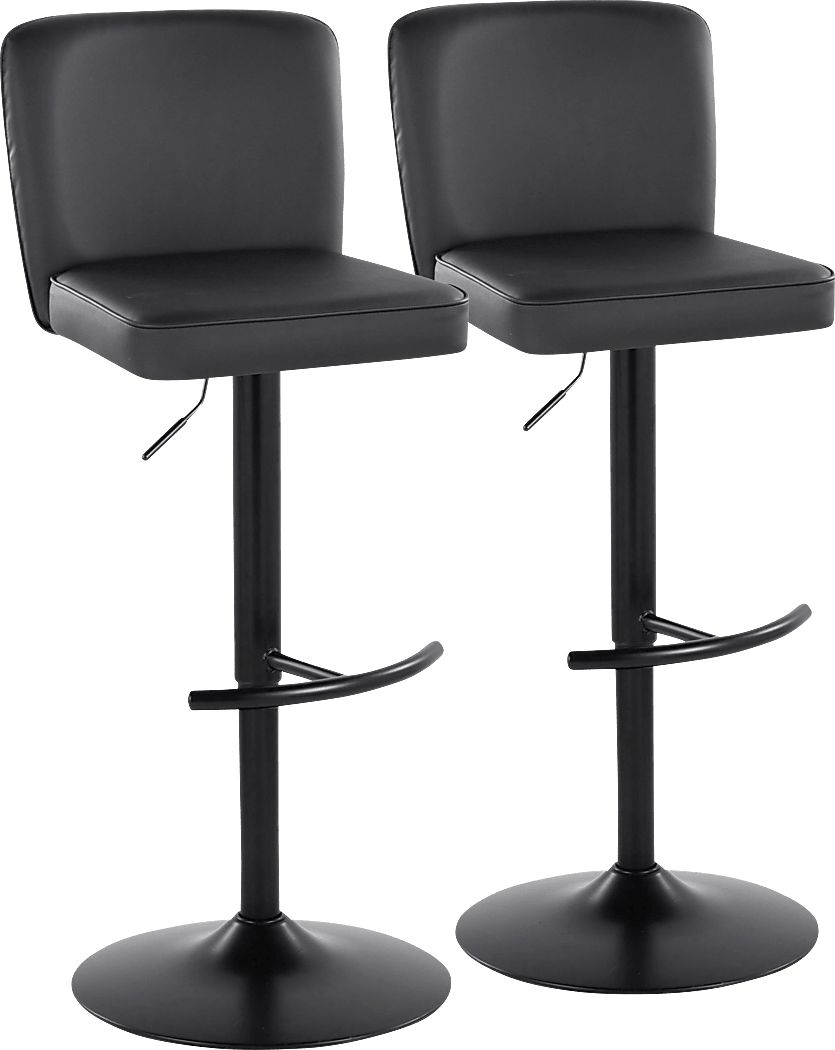 Marcei I Black Adjustable Swivel Barstool, Set of 2