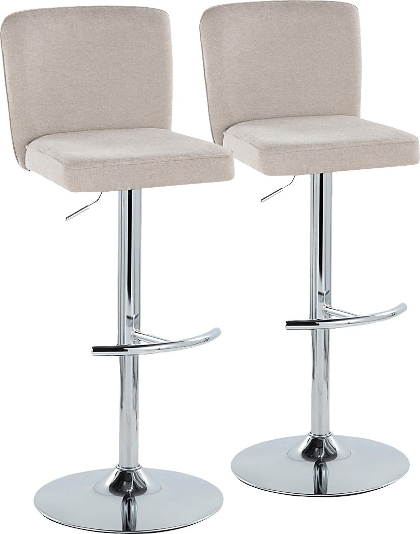 Marcei II Beige Adjustable Swivel Barstool, Set of 2