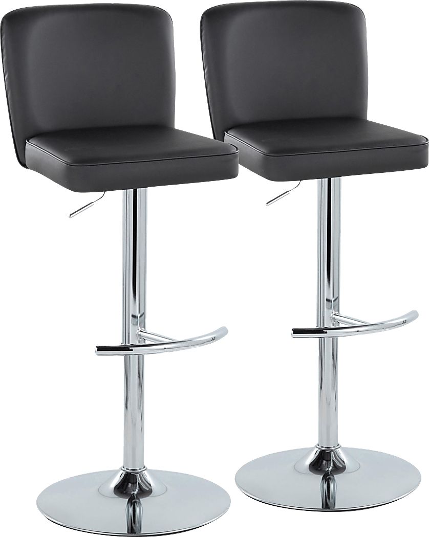 Marcei II Black Adjustable Swivel Barstool, Set of 2