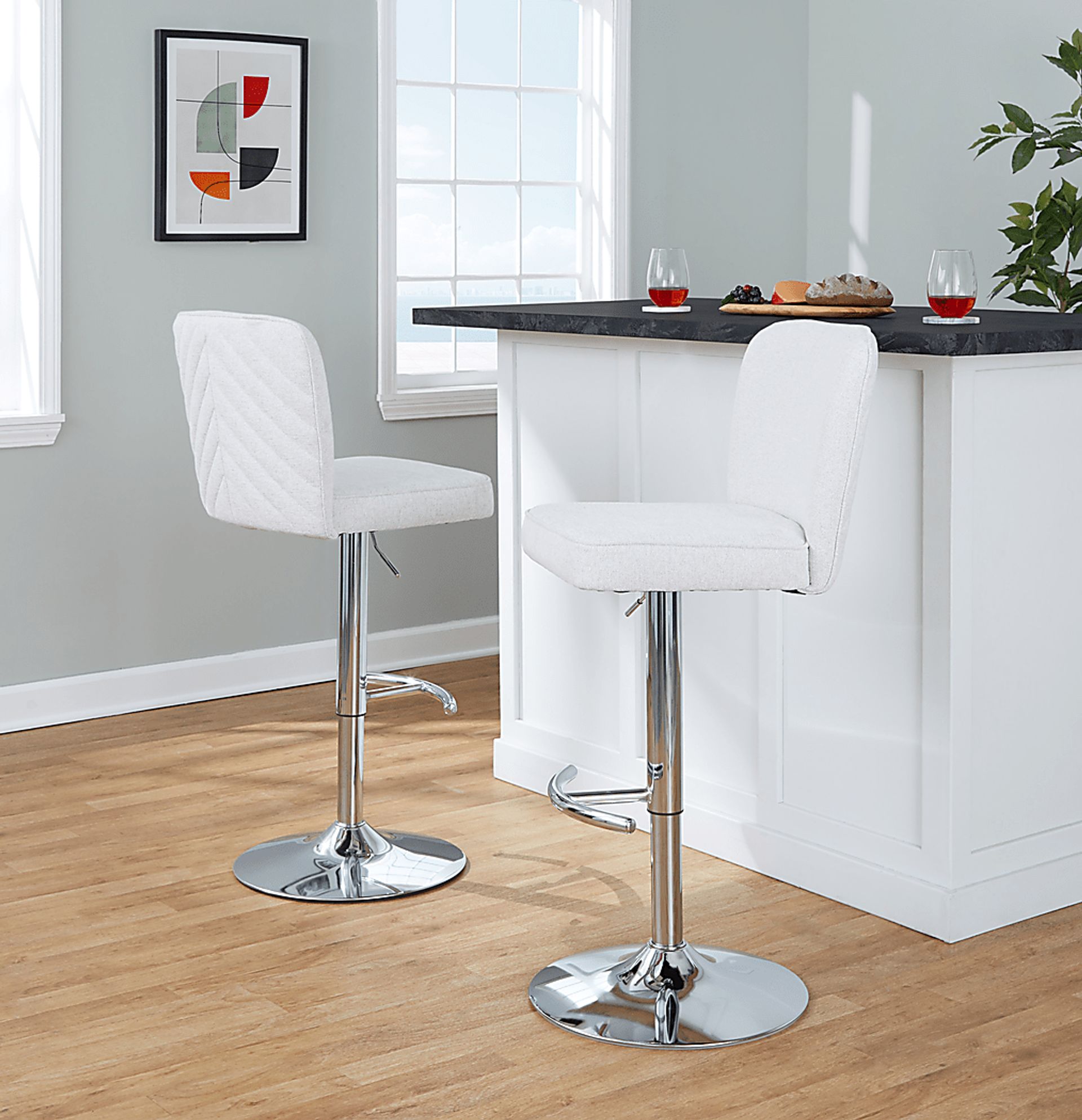 Marcei II White Adjustable Swivel Barstool, Set of 2 - Image 2