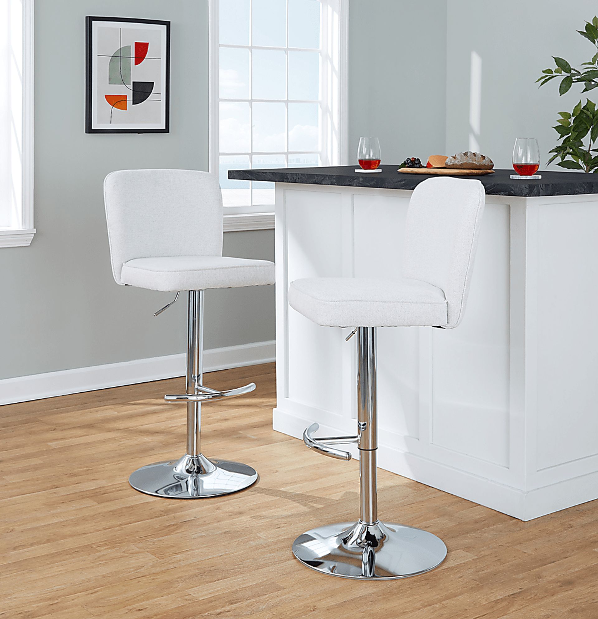 Marcei II White Adjustable Swivel Barstool, Set of 2 - Image 3