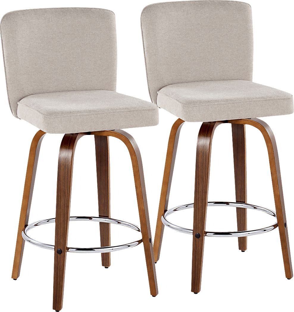 Marcei IV Beige Swivel Counter Height Stool, Set of 2