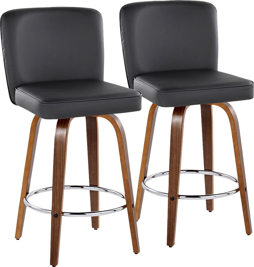 Marcei IV Black Swivel Counter Height Stool, Set of 2
