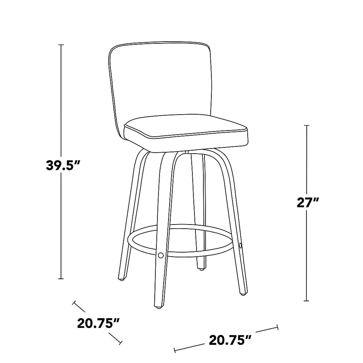 Marcei IV Walnut Dark Wood White Polyester Fabric Counter Height Stool ...