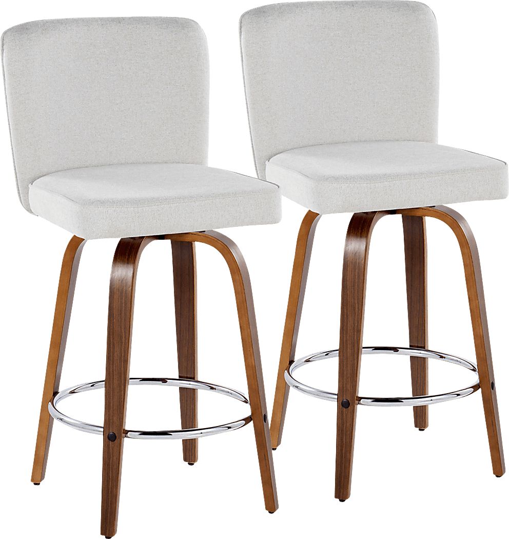 Marcei IV White Swivel Counter Height Stool, Set of 2