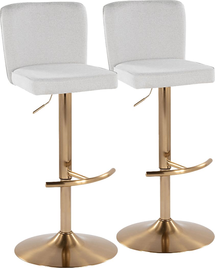 Marcei White Adjustable Swivel Barstool, Set of 2