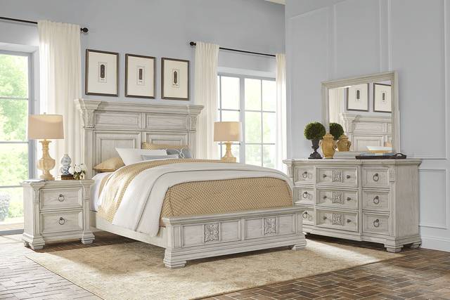 Marcelle White 7 Pc King Panel Bedroom - Thumbnail - Image 1