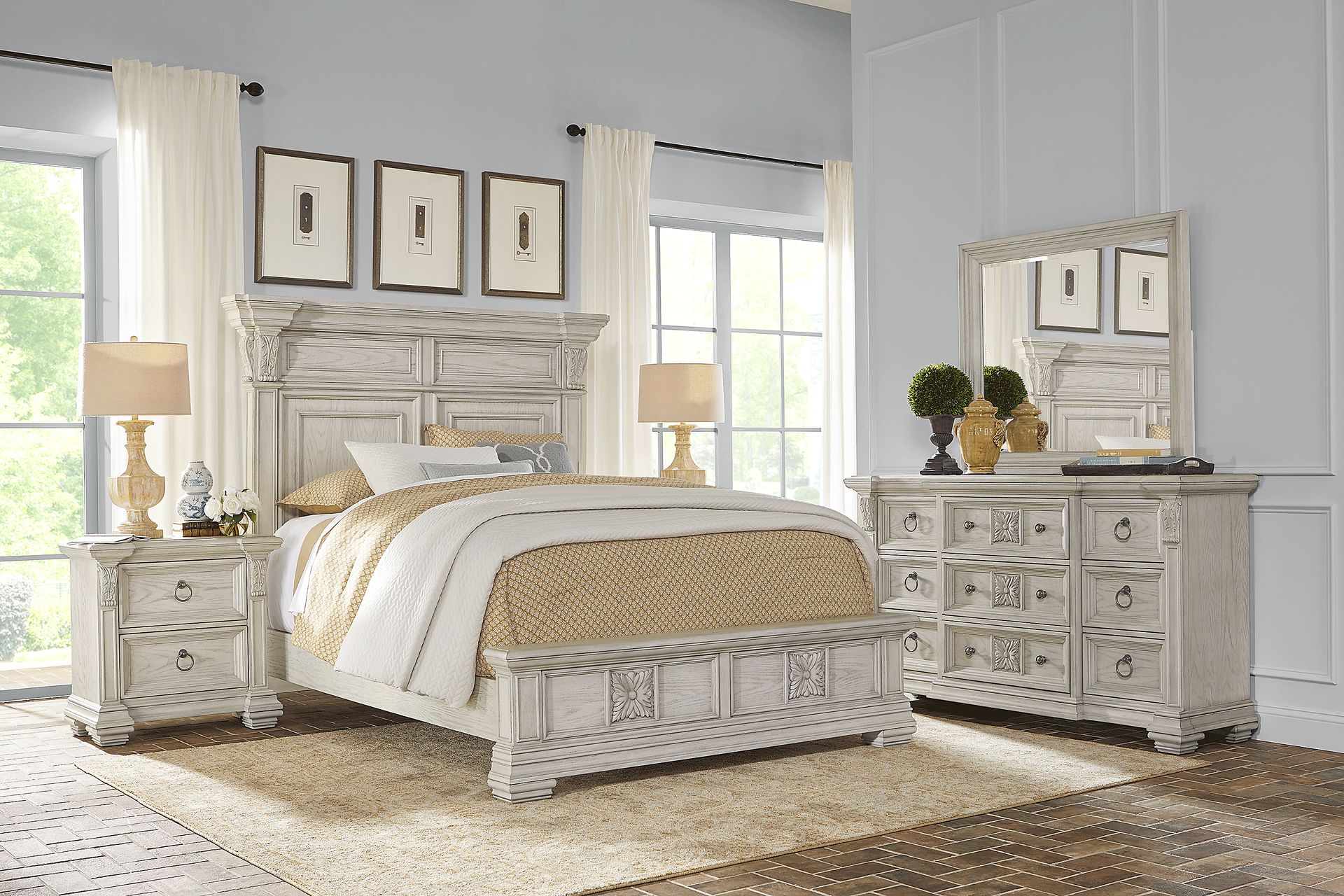 Marcelle 8 Pc White Colors,White Queen Bedroom Set With 3 Pc Queen