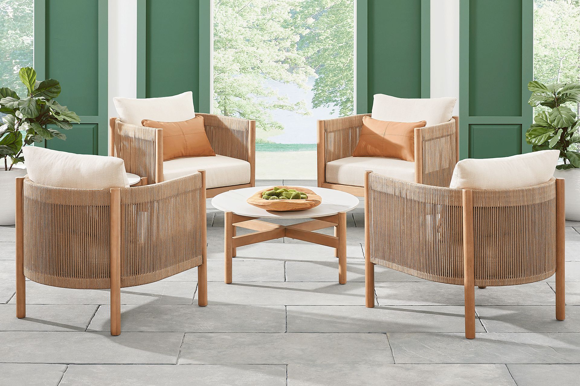 Marche Beige 6 Pc Outdoor Chat Set - Image 1