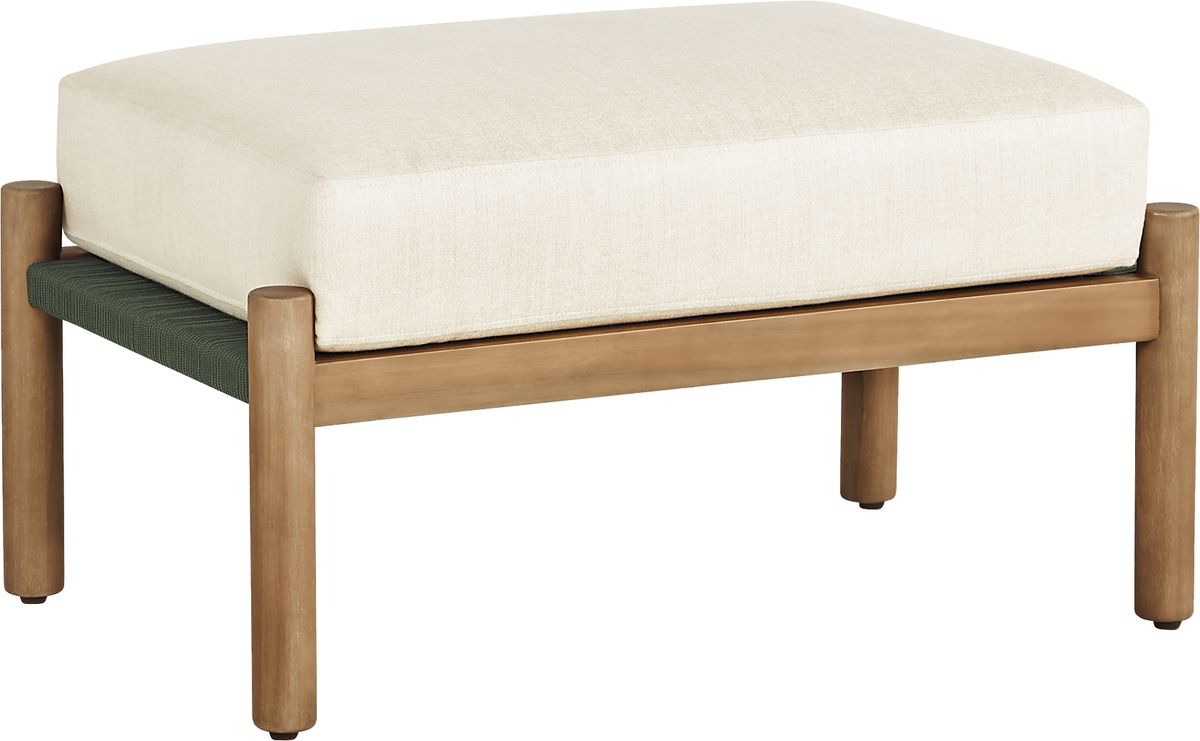 Marche Natural Light Wood Green Aluminum,Wood Outdoor Ottoman | Rooms to Go