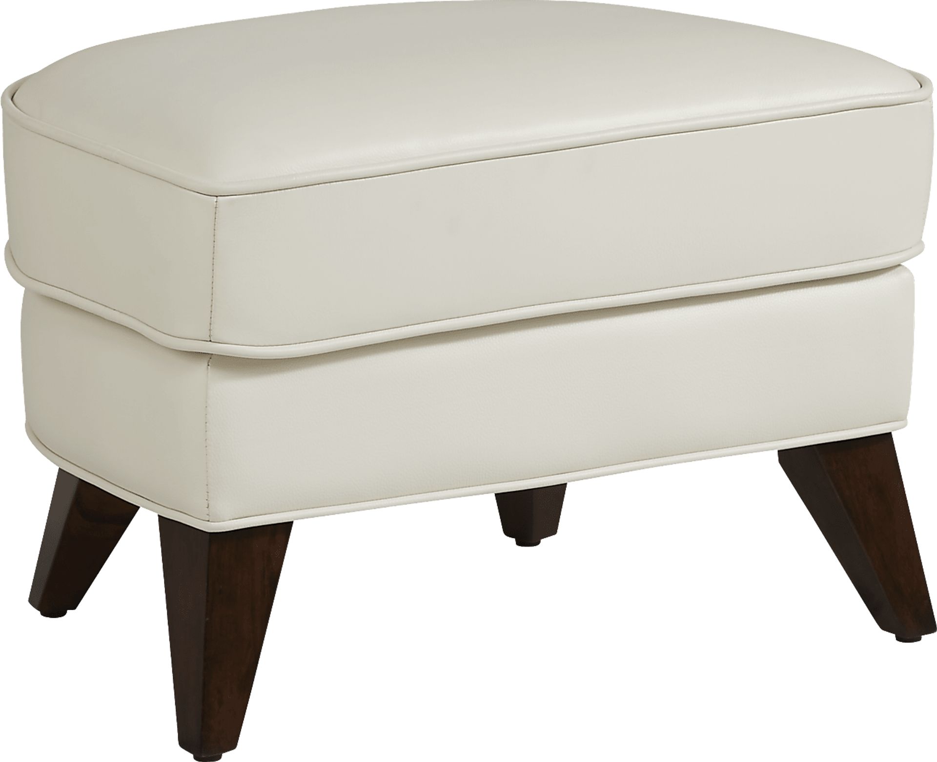 Marchese Ivory Leather Accent Ottoman - Image 1
