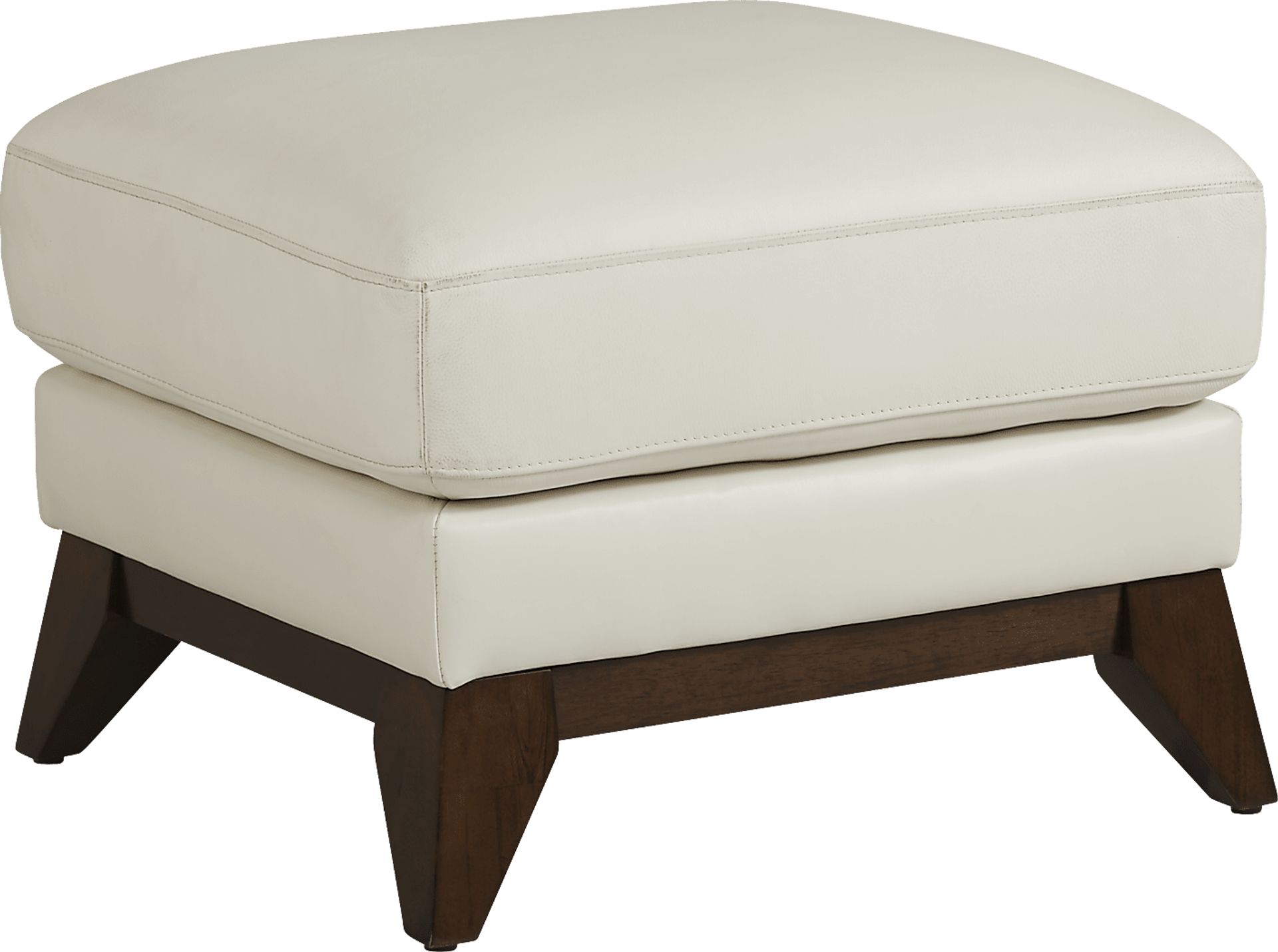 Marchese Ivory Leather Ottoman - Image 1