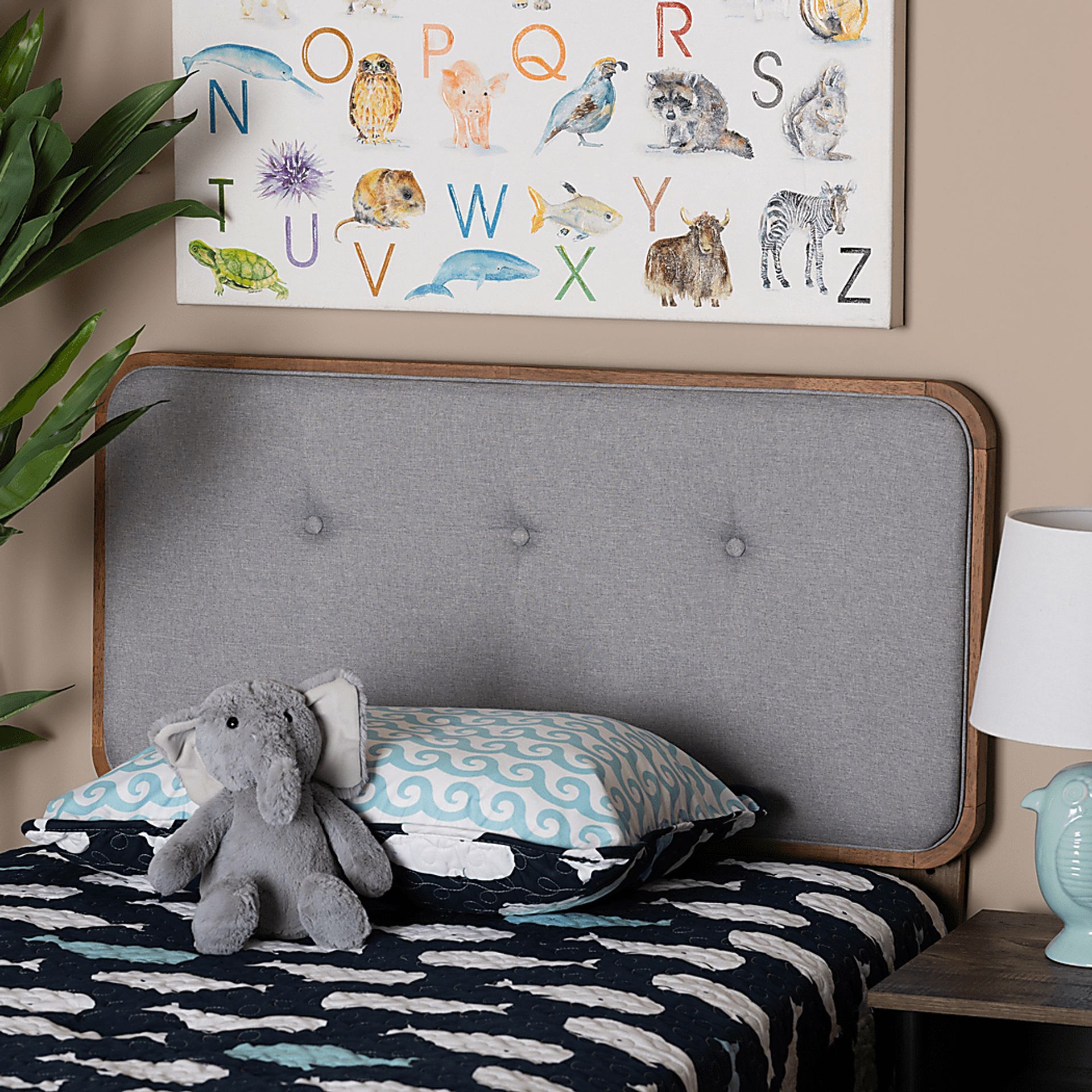 Marchhand Light Gray Twin Upholstered Headboard - Image 3