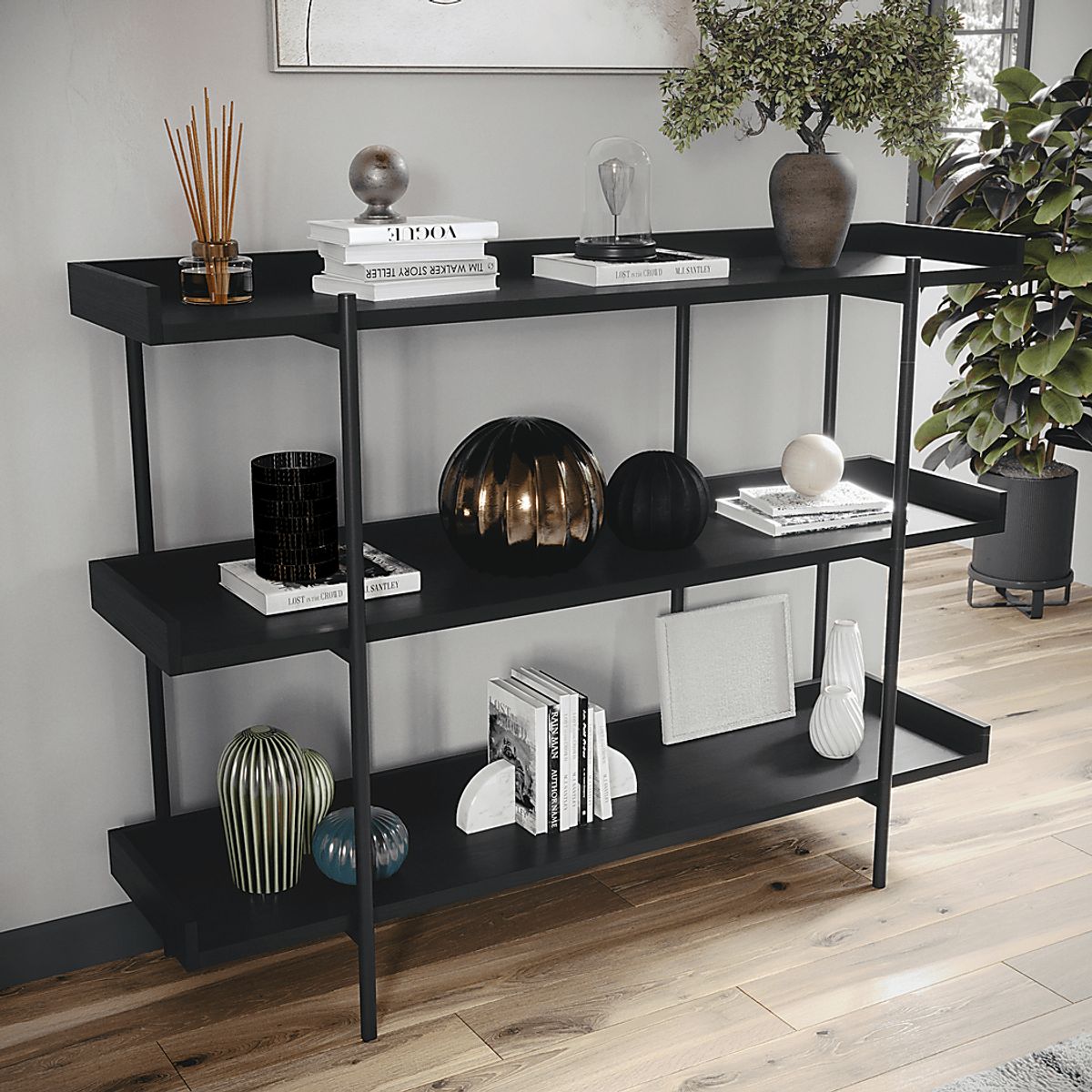 Marek Black Bookcases | Rooms to Go