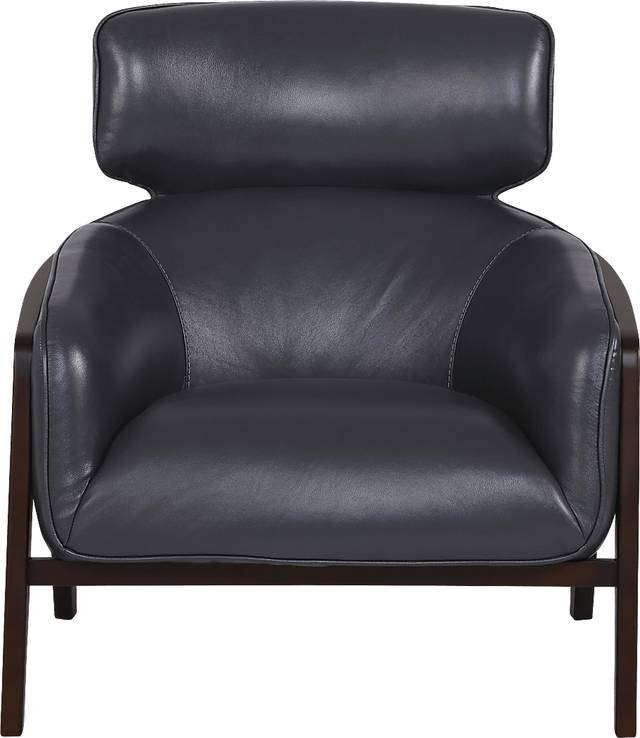 Margallo Blue Leather Accent Chair - Thumbnail - Image 2