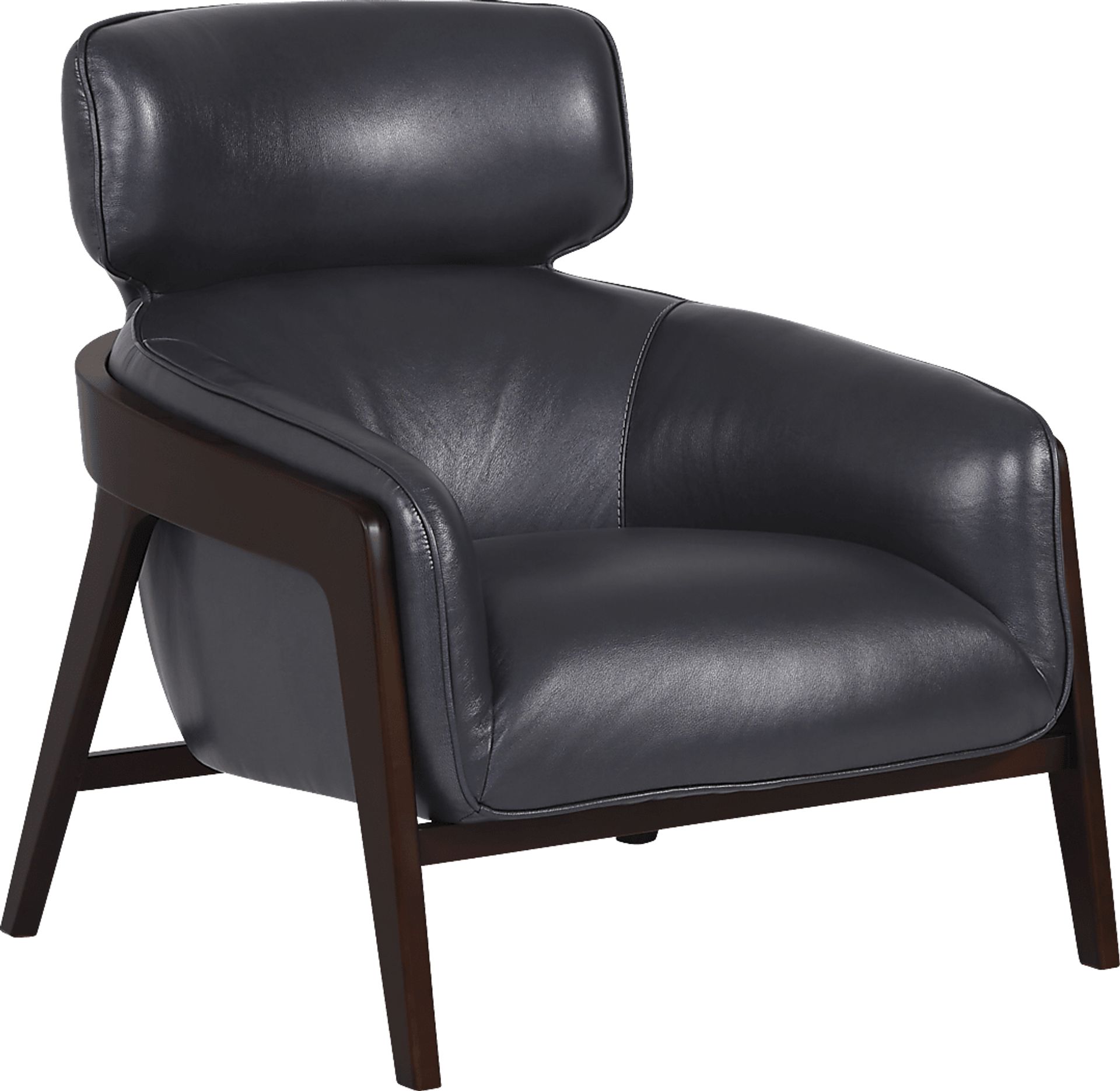 Margallo Blue Leather Accent Chair - Image 1
