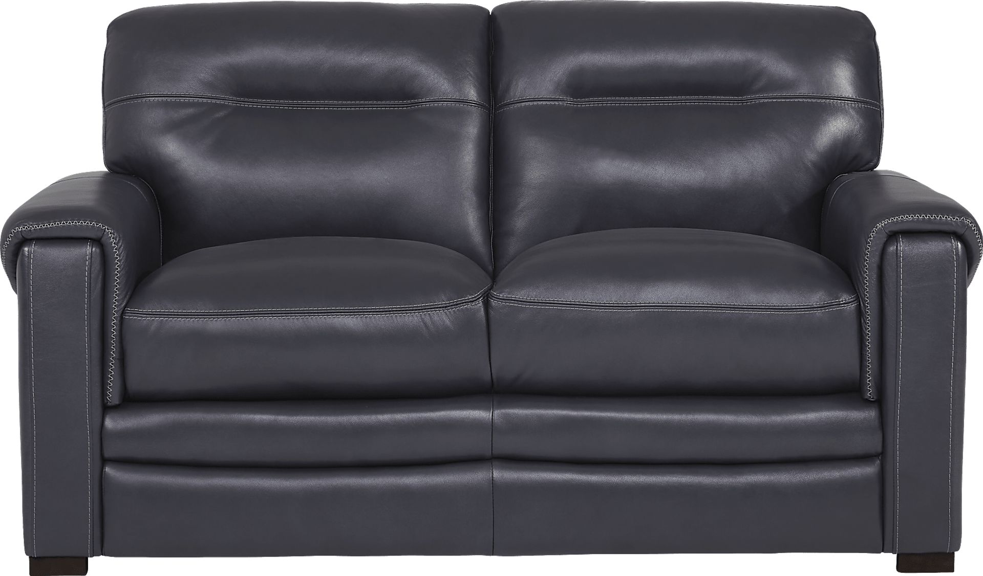 Margallo Blue Leather Loveseat - Image 1