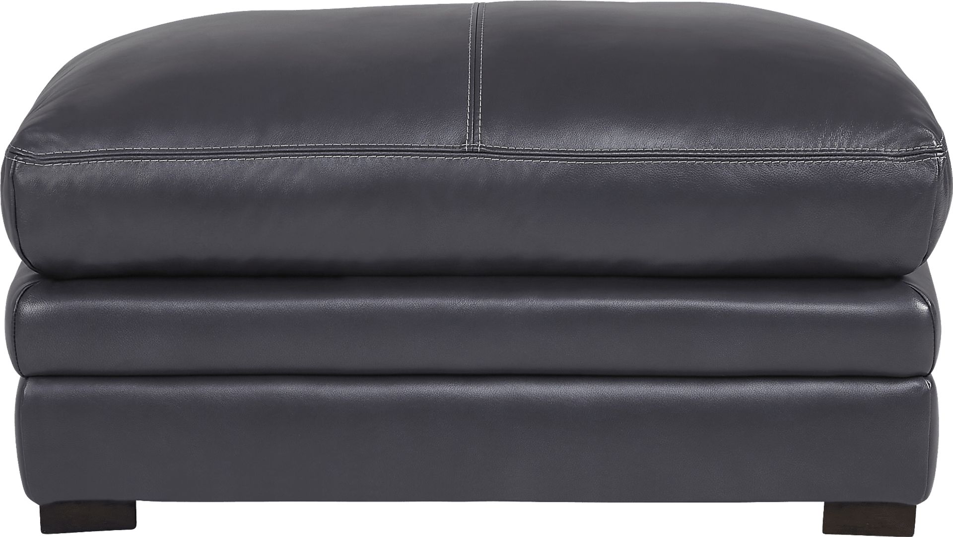 Margallo Blue Leather Ottoman - Image 2