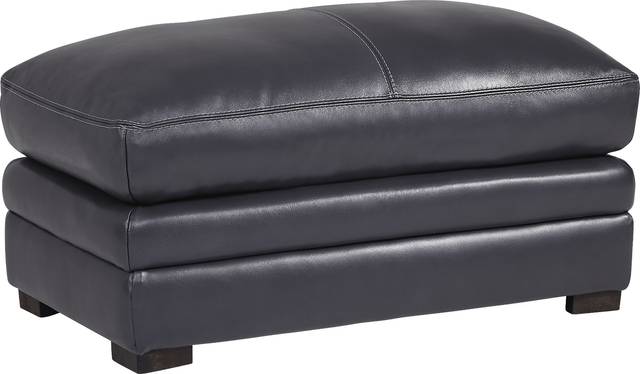 Margallo Blue Leather Ottoman - Thumbnail - Image 1