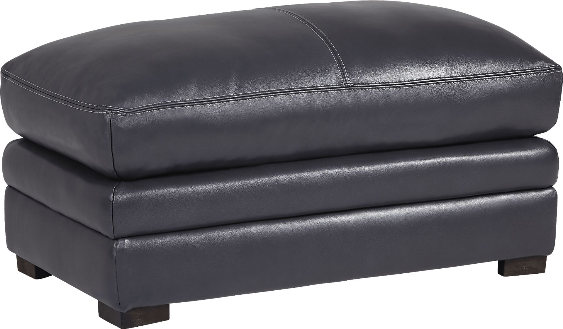 Margallo Blue Leather Ottoman - Image 1