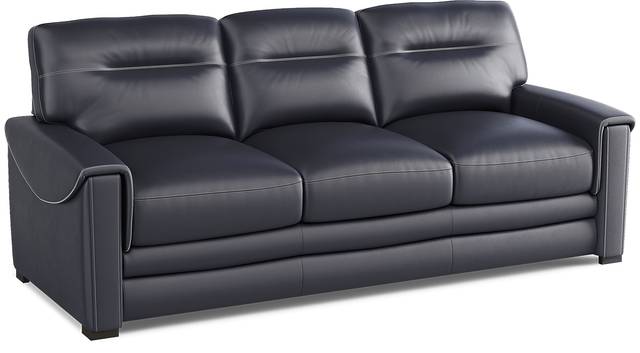 Margallo Blue Leather 3 Pc Living Room - Thumbnail - Image 3