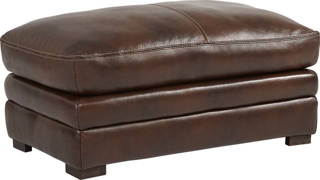 Margallo Brown Leather Ottoman - Thumbnail - Image 1