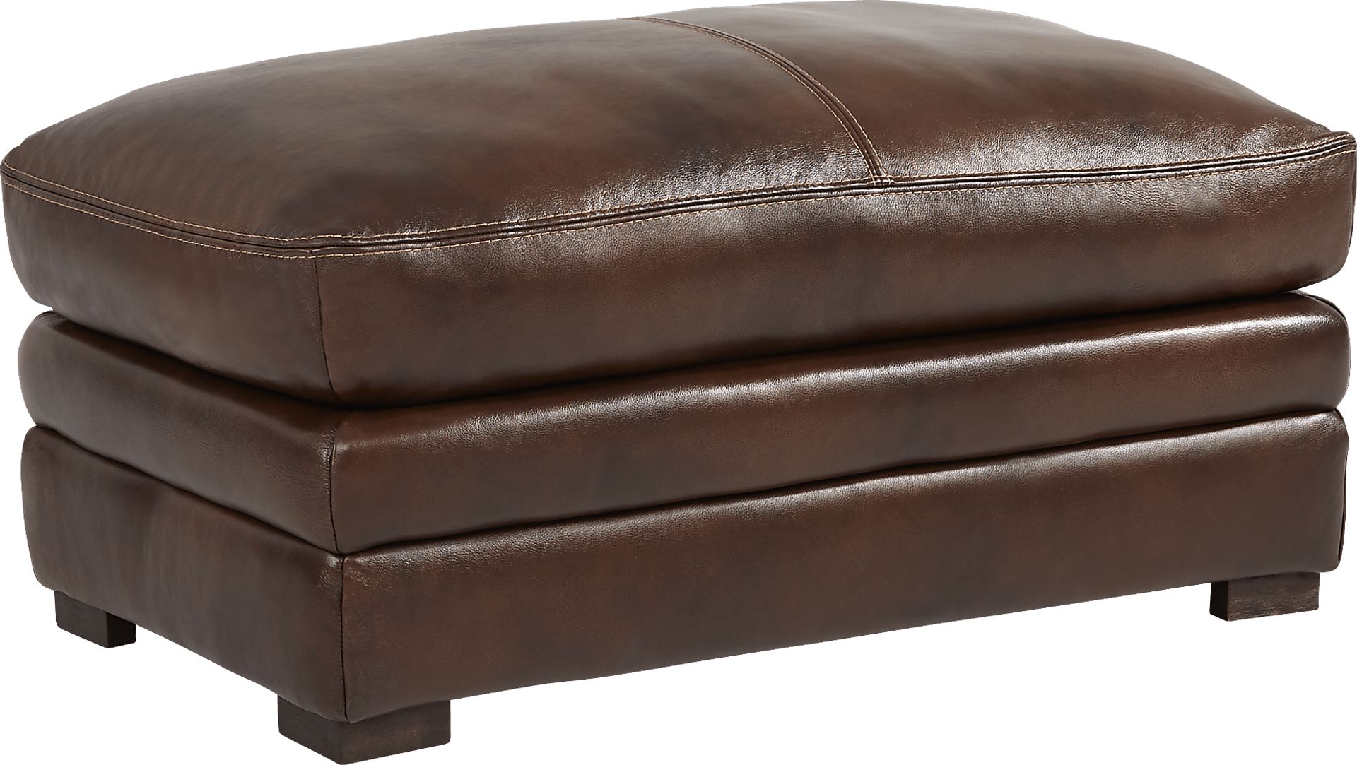 Margallo Brown Leather Ottoman - Image 1