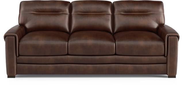 Margallo Brown Leather Sofa - Thumbnail - Image 1