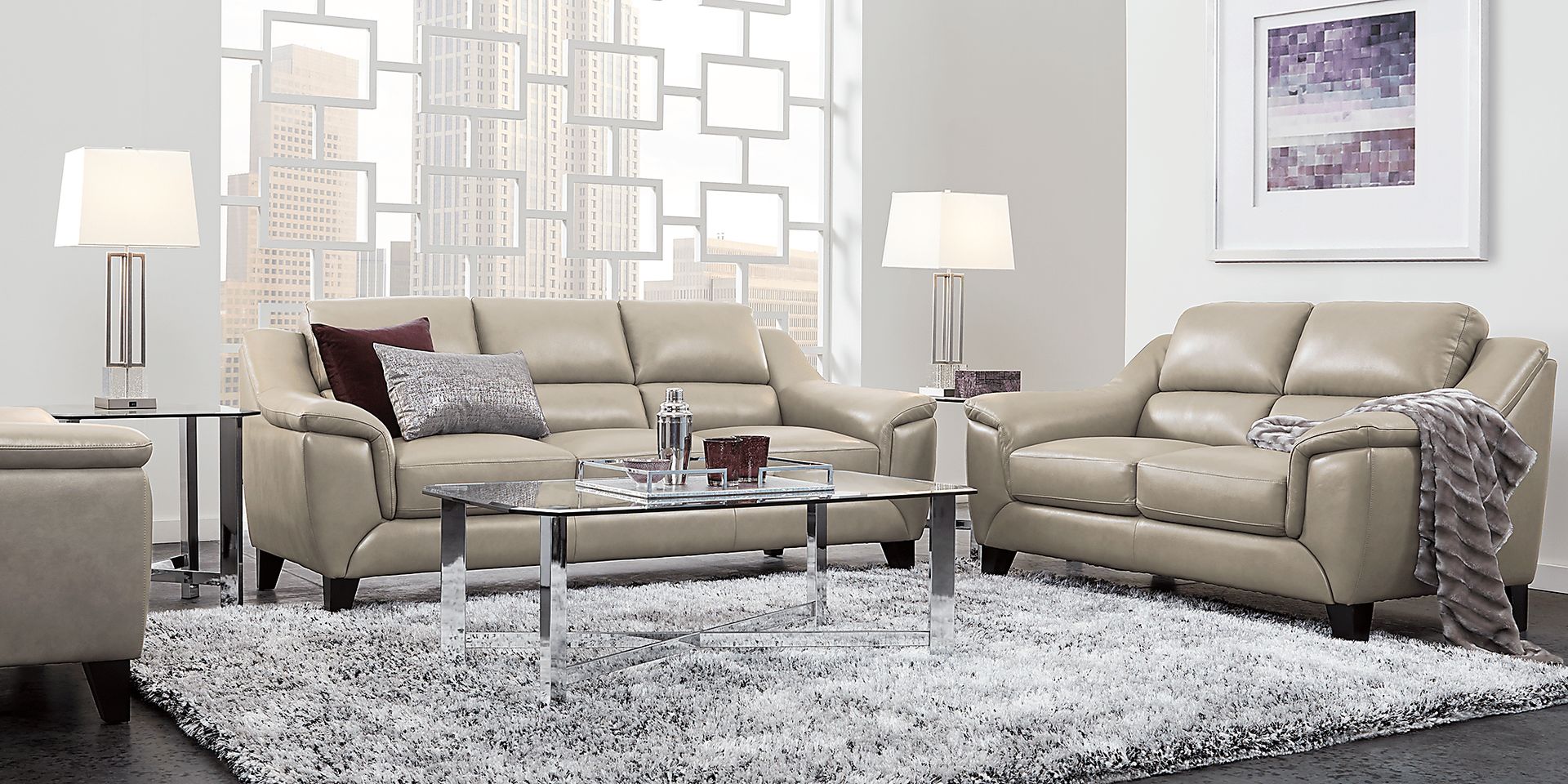 Marielle Bone Leather 3 Pc Living Room - Image 1