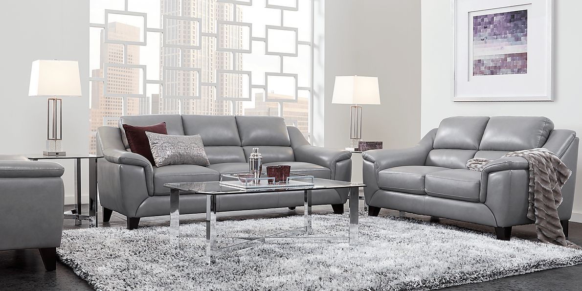 Marielle Gray Leather 5 Pc Living Room