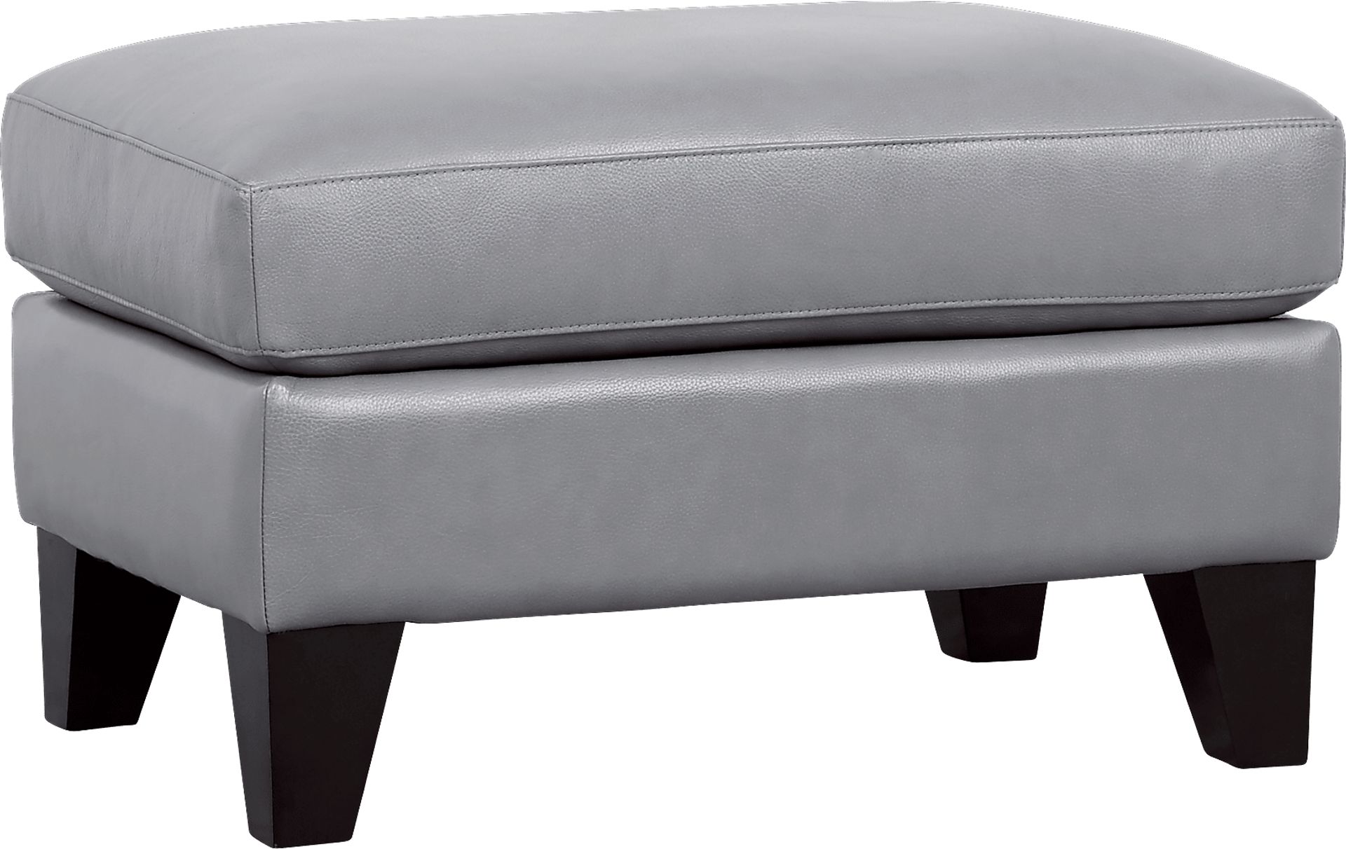 Marielle Gray Leather Ottoman - Image 1