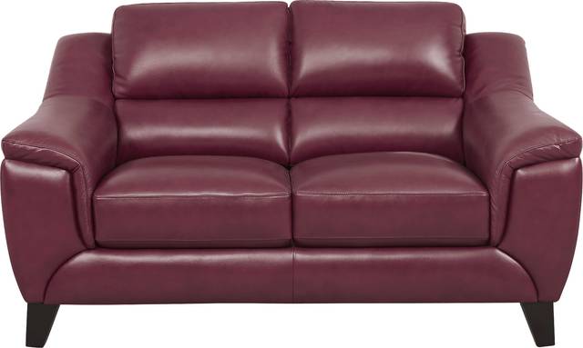 Marielle Red Leather Loveseat - Thumbnail - Image 1
