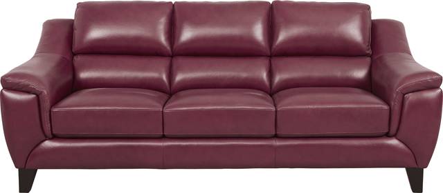 Marielle Red Leather Sofa - Thumbnail - Image 1