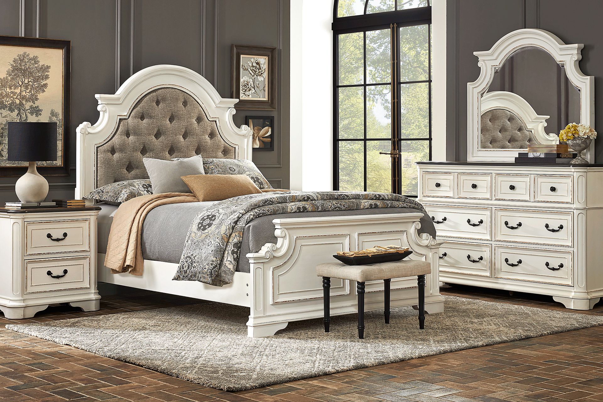 Marien Park White 5 Pc King Upholstered Bedroom - Image 1