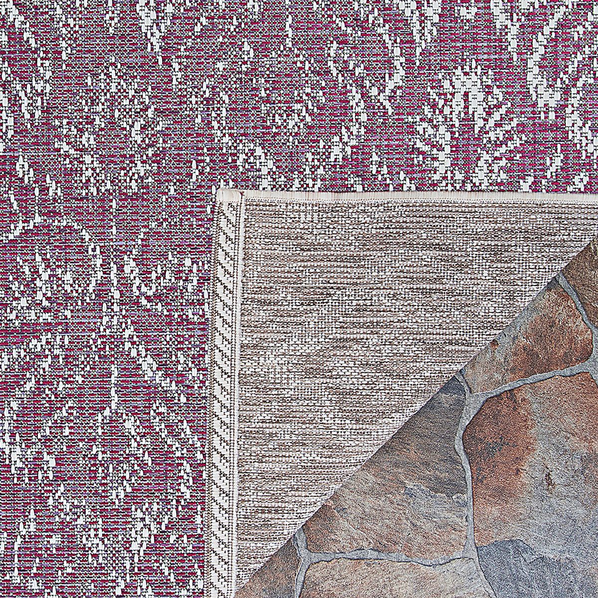 Mariet Plum Red Polypropylene Fabric Outdoor Rug | Rooms to Go