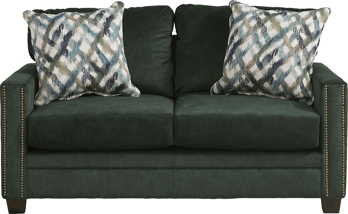 Marilee 2 Pc Green Velvet Plush Living Room Set With Sofa, Loveseat
