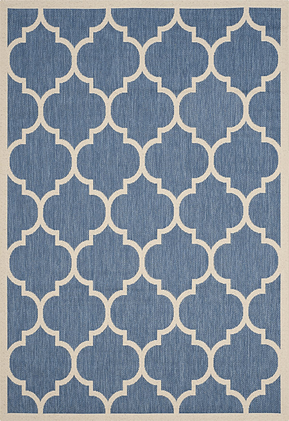 Marilina Chambray Blue Outdoor Rug | Rooms to Go