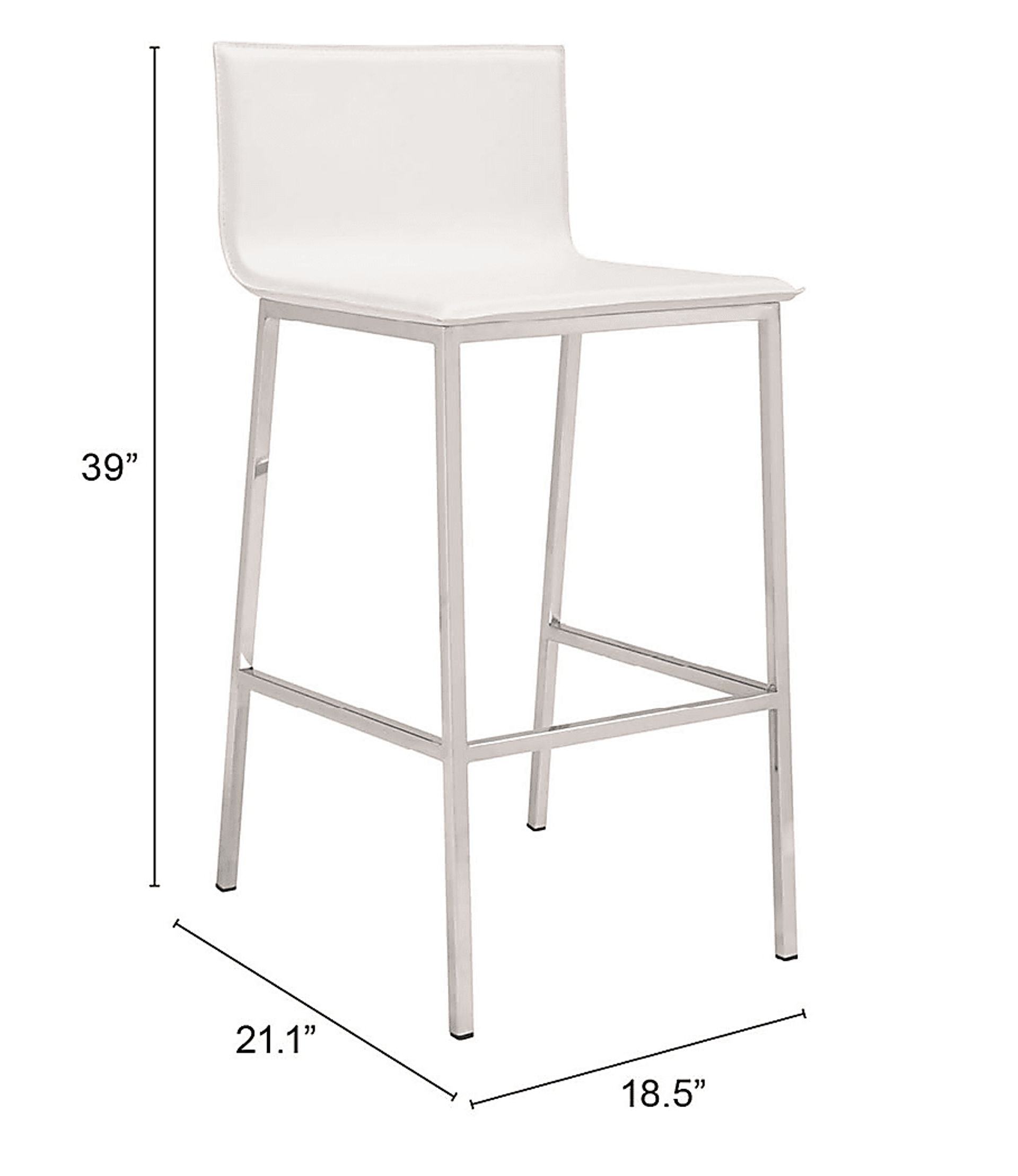 Marina Bay White Barstool, Set of 2 - Image 6