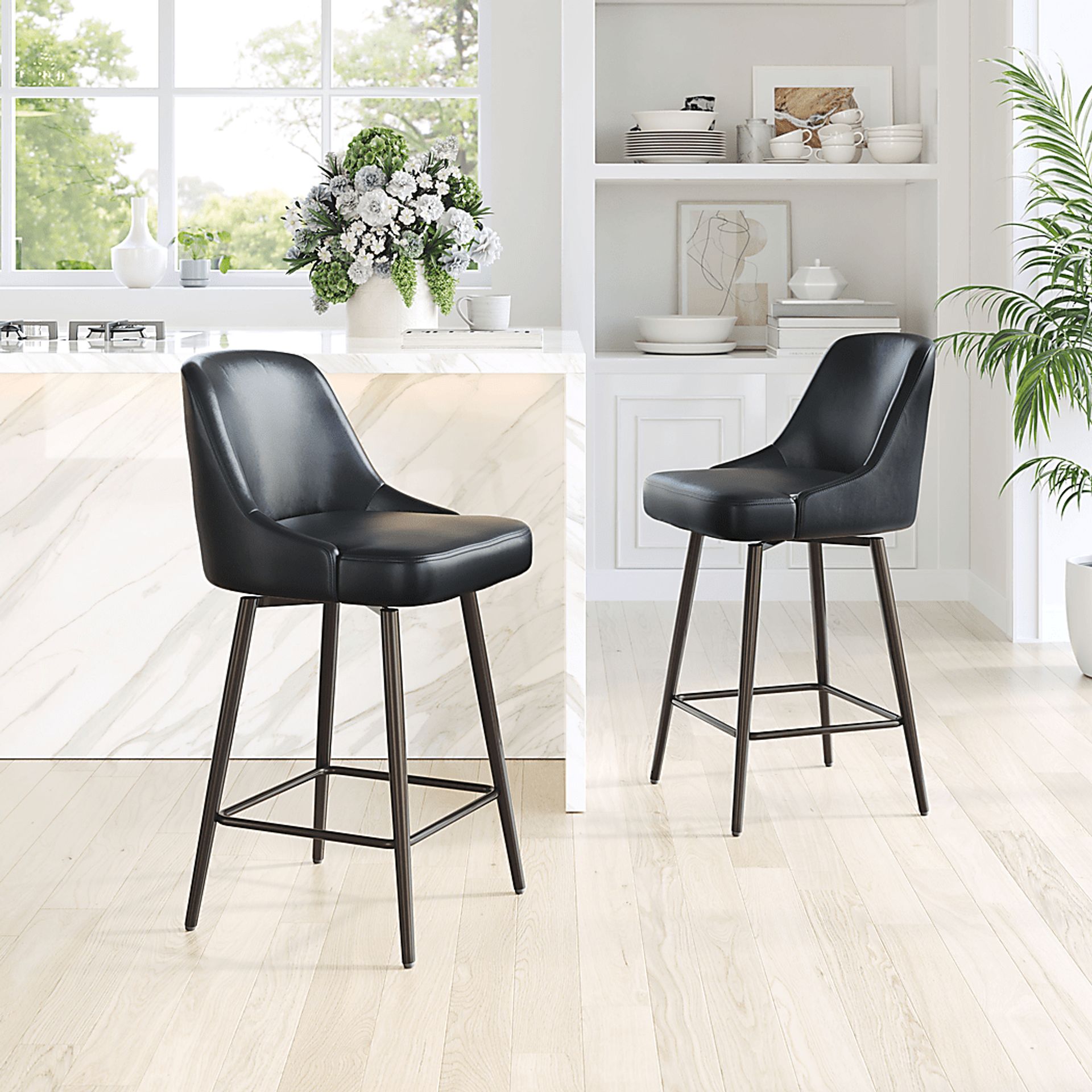 Marina Black Swivel Counter Height Stool - Image 2