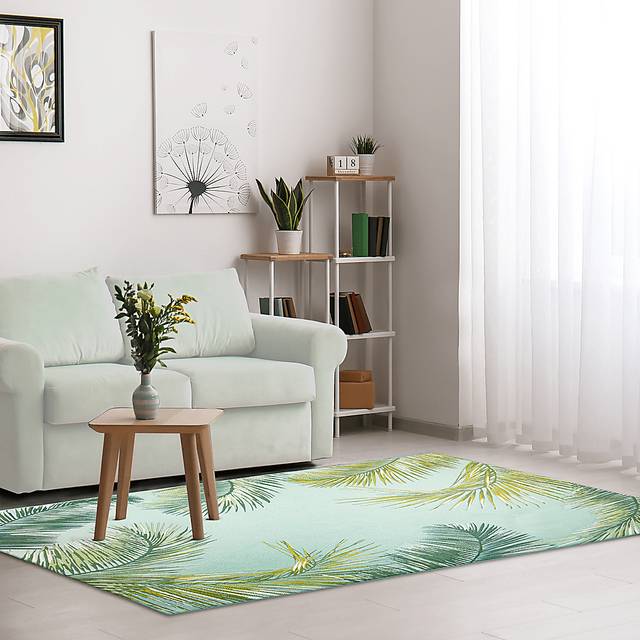 Marina Palms Aqua 4'10 x 7'6 Indoor/Outdoor Rug - Thumbnail - Image 2