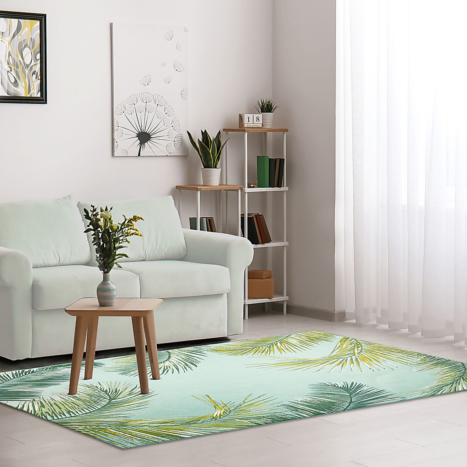 Marina Palms Aqua 4'10 x 7'6 Indoor/Outdoor Rug - Image 2
