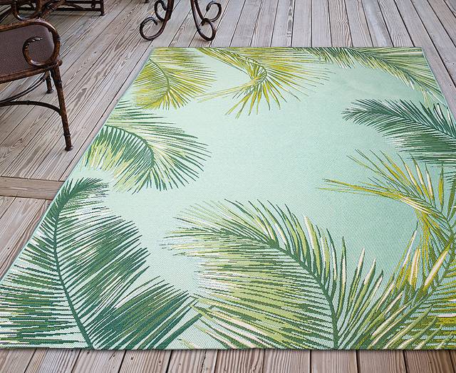 Marina Palms Aqua 4'10 x 7'6 Indoor/Outdoor Rug - Thumbnail - Image 6