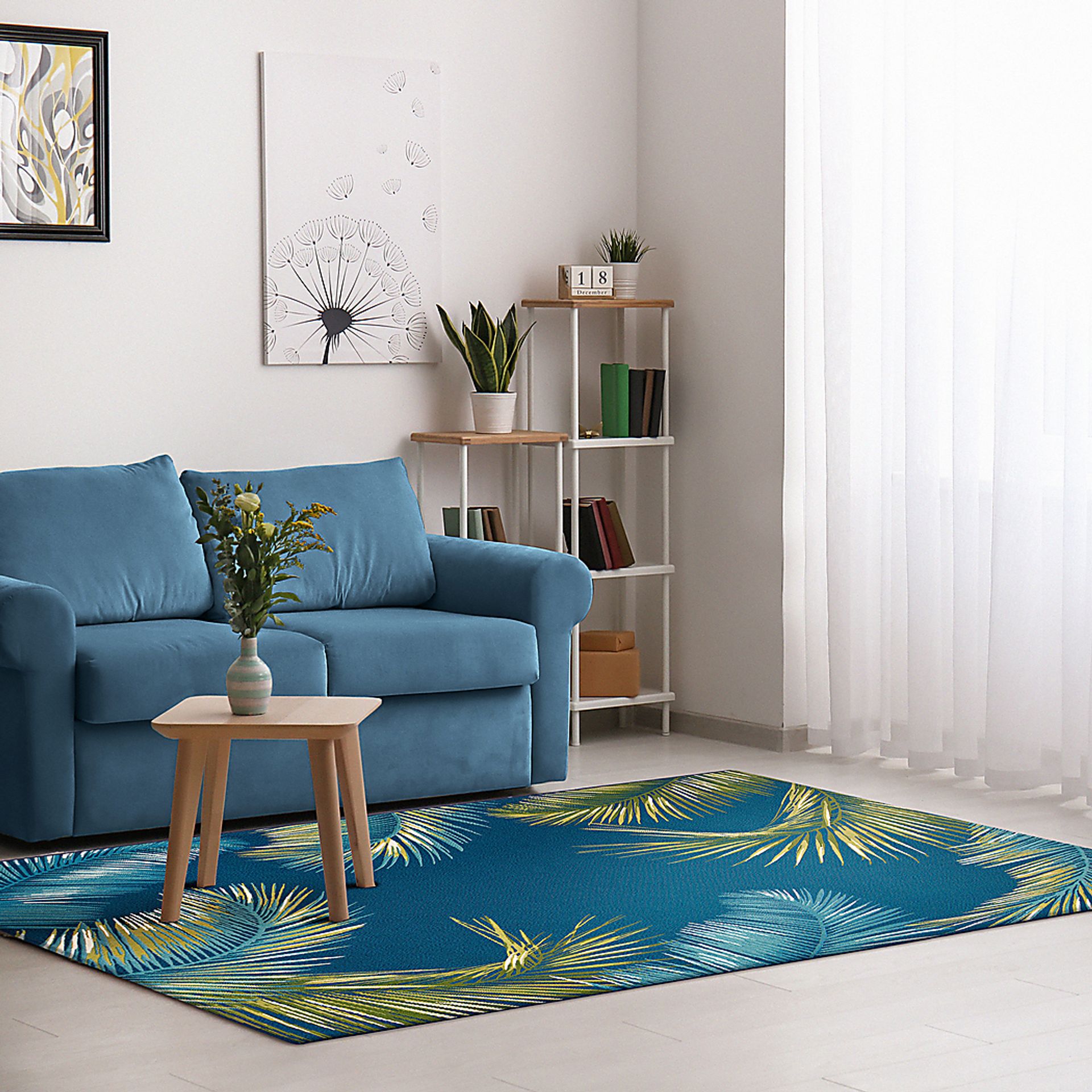 Marina Palms Navy 4'10 x 7'6 Indoor/Outdoor Rug - Image 3