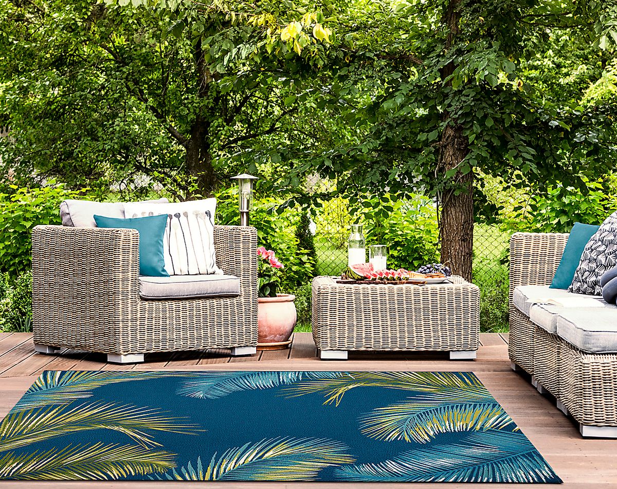 Marina Palms Navy Blue Outdoor Rug | Rooms to Go