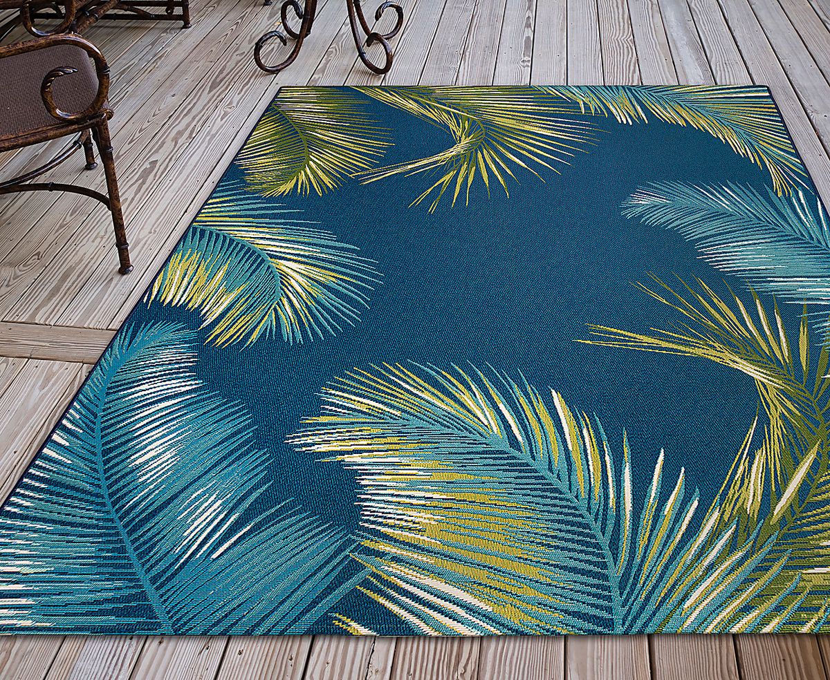 Marina Palms Navy Blue Outdoor Rug | Rooms to Go