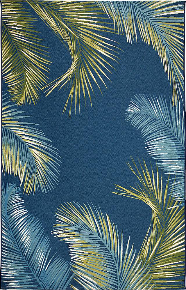 Marina Palms Navy 6'6 x 9'4 Indoor/Outdoor Rug - Thumbnail - Image 1